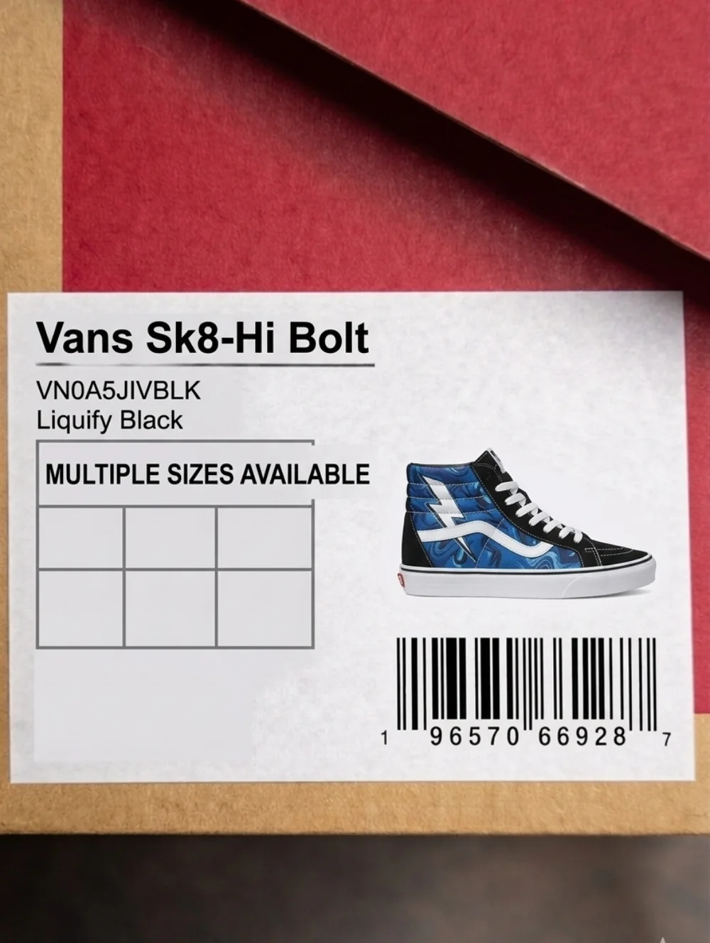 Vans Sk8 Hi Bolt Liquify Black Blue Men's 9 Women's 10 New